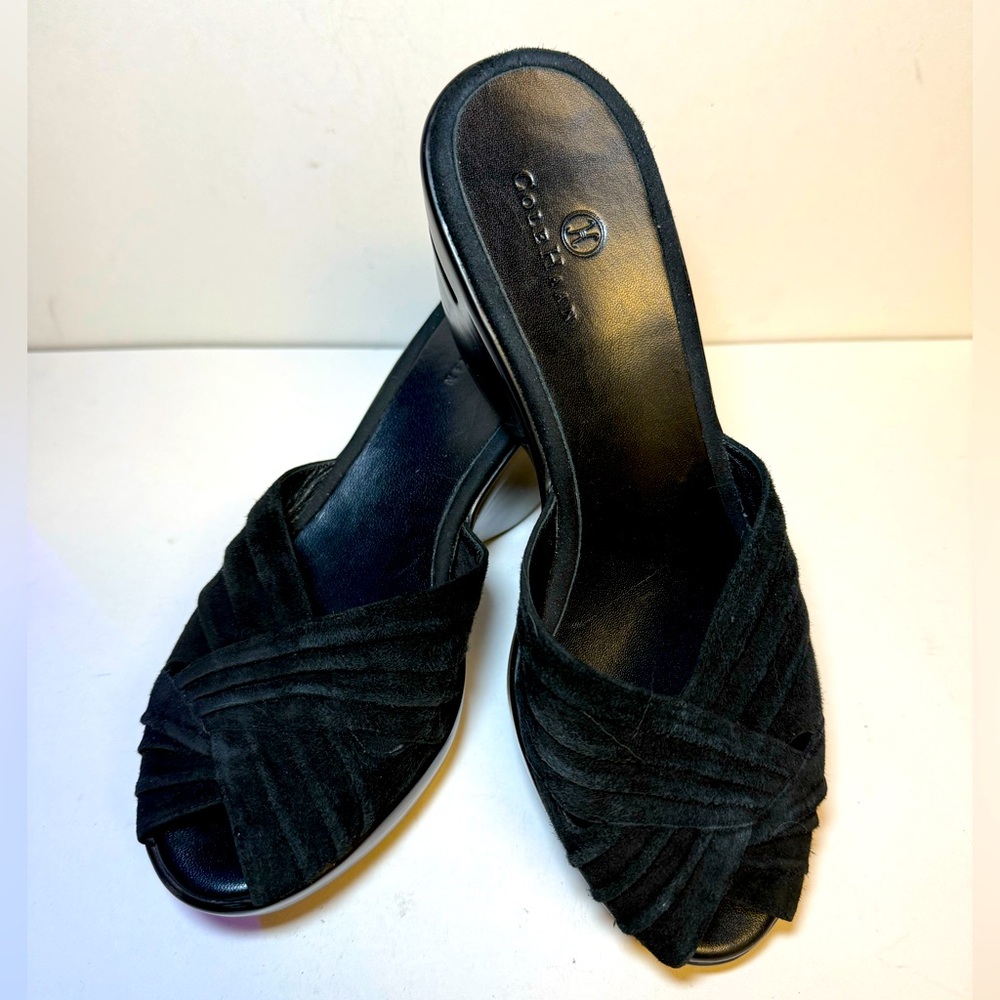 Cole Haan Nike Air Black Wedge Sandals (Heel, Leather Uppers, Round toe) size 8 - Picture 2 of 12